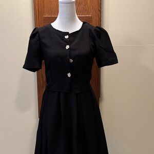 Chase Black Top and skirt with Floral Buttons - size 2